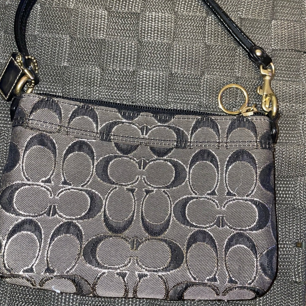 Coach Black and Gray Signature Wristlet - Picture 3 of 3